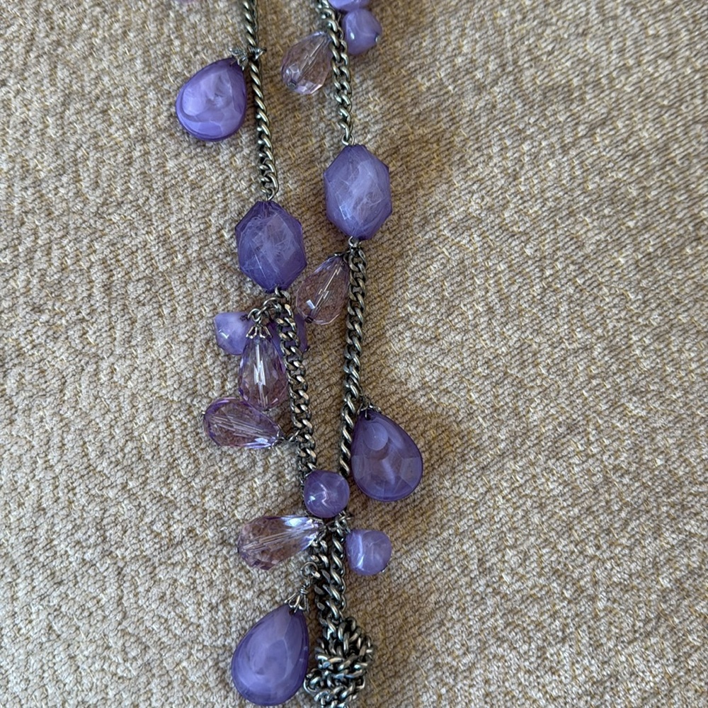EUC Vintage LOFT Elegant Purple Beaded Necklace with Silver Chain, 19” - Picture 6 of 6